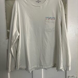 Vineyard Vines Men's Off-White Long Sleeve Tee